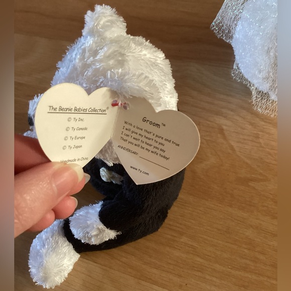 RARE VINTAGE Retired Set of two Ty Beanie Babies Bride and Groom 2002 - Picture 3 of 10